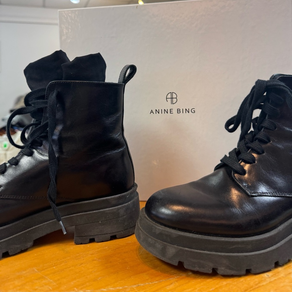 Anine Bing Leather ‘Luc’ Combat Boots 🖤 - Picture 8 of 9